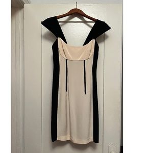 Jay Godfrey Silk Color Block Knee-Length Cocktail Dress